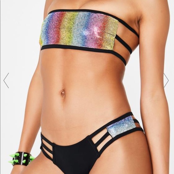 Club Exx Sparkly Rhinestone Bandeau and Bottom set NEW - Picture 2 of 5